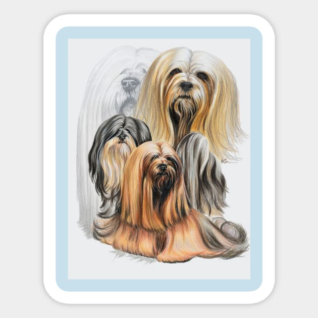 Lhasa Apso Medley Sticker by BarbBarcikKeith